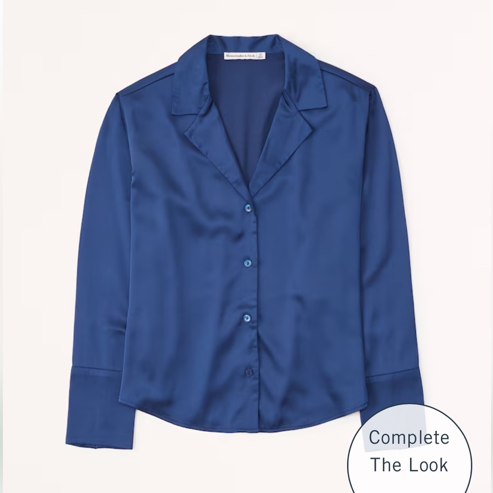 Long-Sleeve Satin Lapel Button-Up Shirt